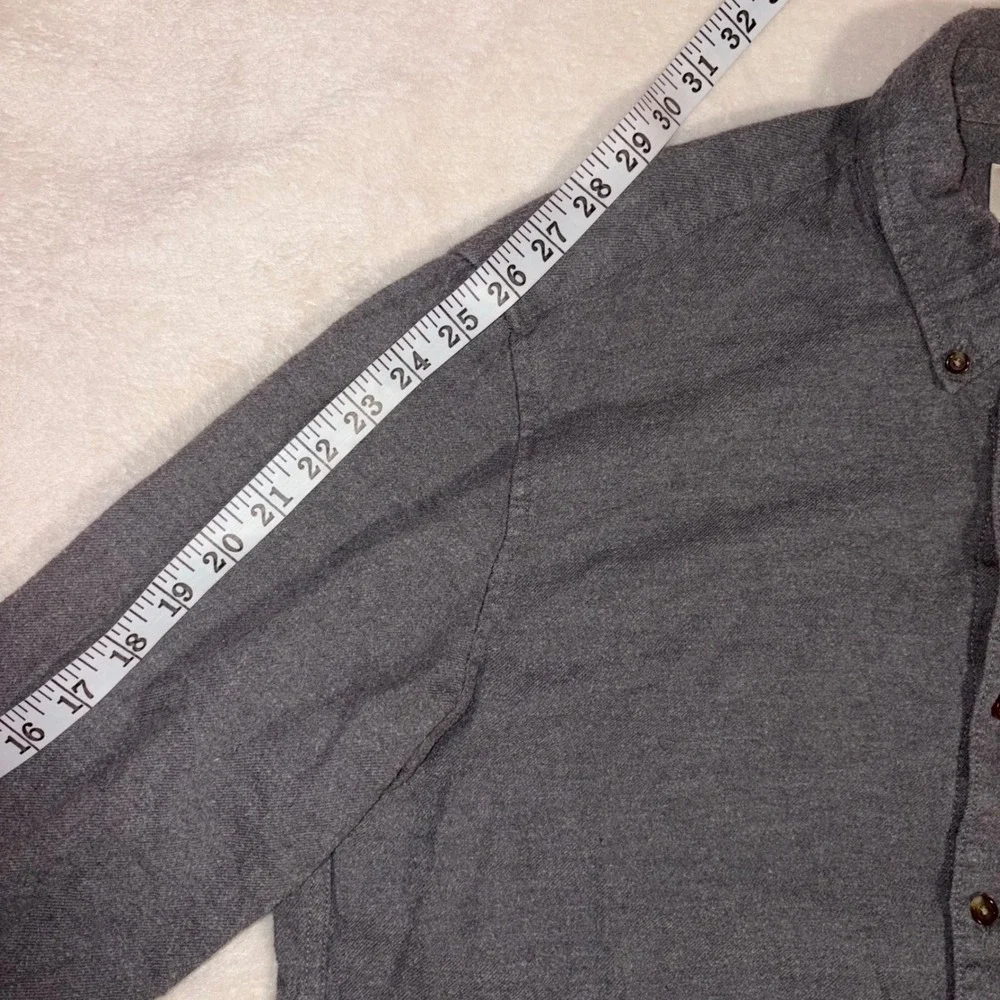 J.CREW Chamois Flannel Shirt Men Large Gray Slim Elbow Patch Heavy Cotton